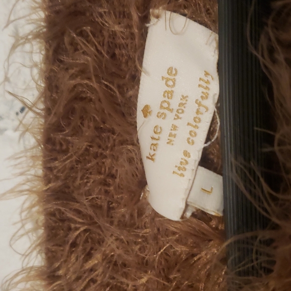 Lux faux fur sweater with black bow Kate spade size L - Picture 2 of 4